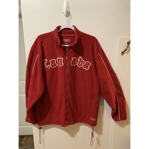 Vintage Canada Athletics Medium Men’s Red Athletic Fleece Jacket Long Sleeve Zip